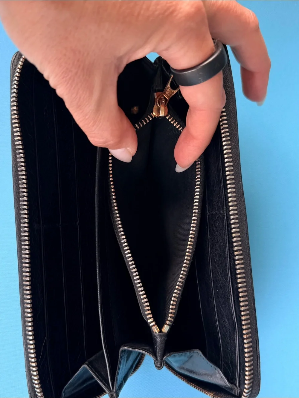 Balenciaga motocross city wallet AUTHENTIC black w gold hardware